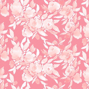 Watercolor Floral Dot Monochromatic Pink