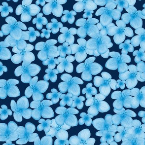 Blue Blossoms On Navy