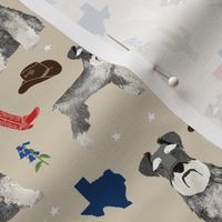 schnauzers in Texas fabric - dogs in texas, lone star state, cactus, cowboy design - tan