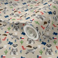 schnauzers in Texas fabric - dogs in texas, lone star state, cactus, cowboy design - tan