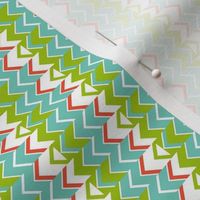 Mini Narrow  Zipper Stripes in turquoise, green, coral, white