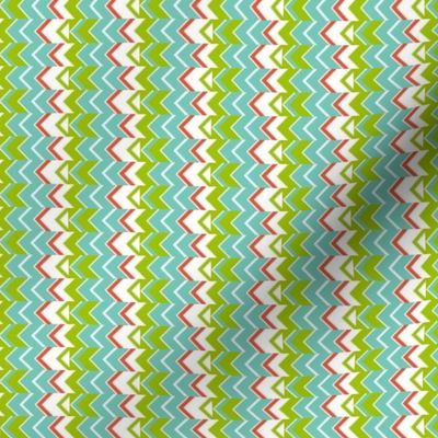 Mini Narrow  Zipper Stripes in turquoise, green, coral, white