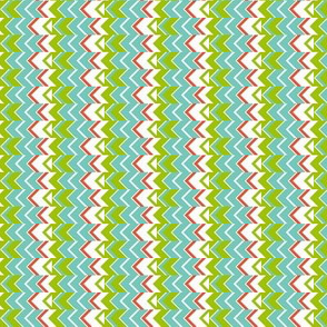Mini Narrow  Zipper Stripes in turquoise, green, coral, white