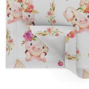 Miss Piglet - Baby Girl Pig with Flowers & Apples - LARGER Scale