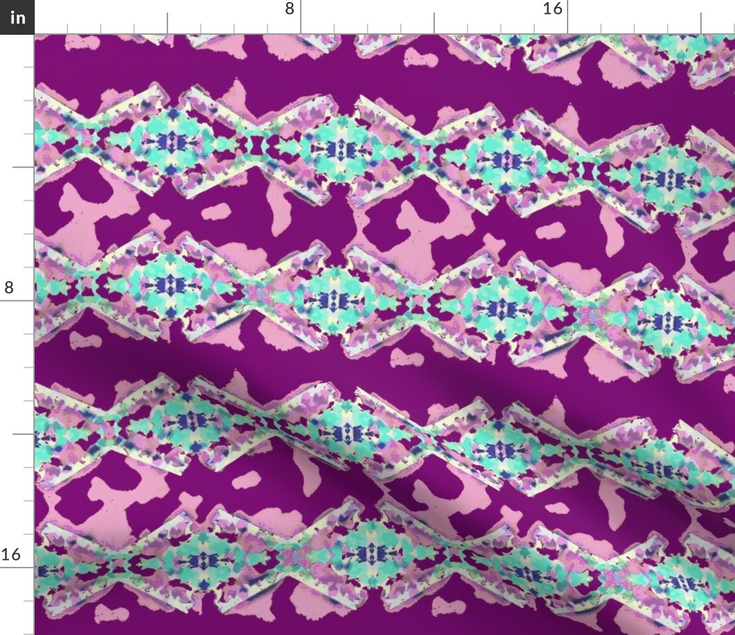 Aqua Chevrons on Purple and Pink