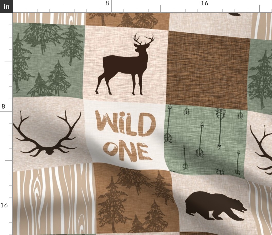 Wild One Quilt (no moose) green and brown