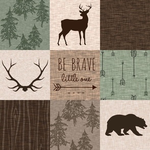 Be Brave Quilt (no moose) - green and brown