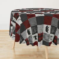 Adventure Awaits Quilt- no moose - Red, Black, grey,  cream - ROTATED 