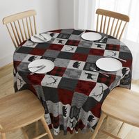 Adventure Awaits Quilt- no moose - Red, Black, grey,  cream - ROTATED 