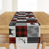 Adventure Awaits Quilt- no moose - Red, Black, grey,  cream - ROTATED 