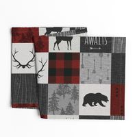 Adventure Awaits Quilt- no moose - Red, Black, grey,  cream - ROTATED 