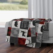 Adventure Awaits Quilt- no moose - Red, Black, grey,  cream - ROTATED 