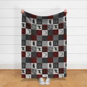 Adventure Awaits Quilt- no moose - Red, Black, grey,  cream - ROTATED 