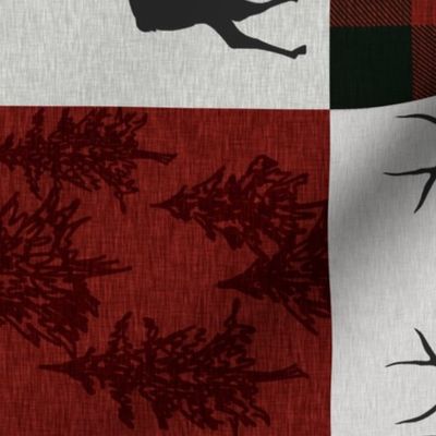 Adventure Awaits Quilt- no moose - Red, Black, grey,  cream - ROTATED 