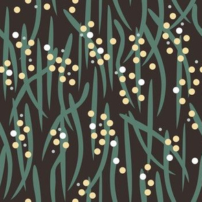 Wattle fabric dark background by Mount Vic and Me