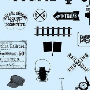 Railroad Symbols on Light Blue // Large