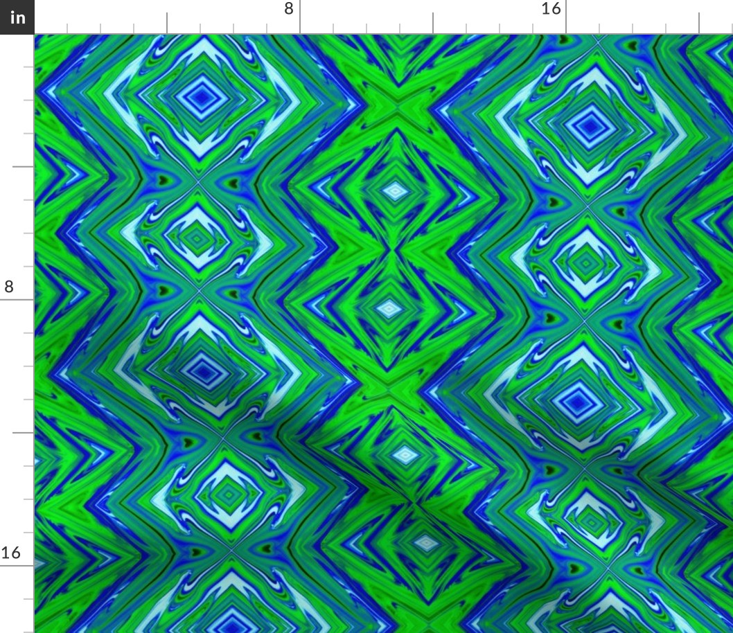 GP6 -  XL - Geometric Pillars in Blue and Lime Green - XL