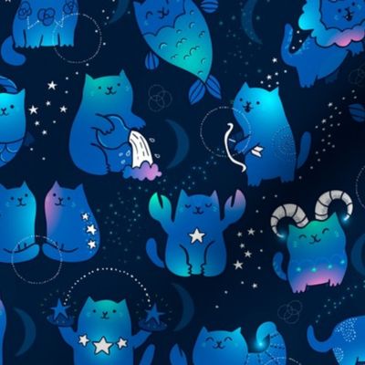 Adorable kawaii zodiacs. Cute astrology cats.