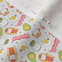 Small cats food succulents bacon eggs, avocado design