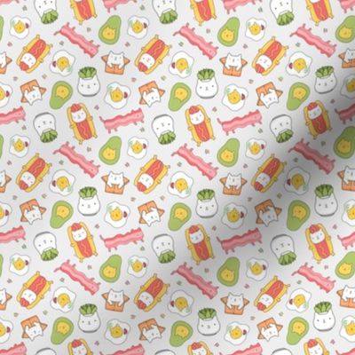 Small cats food succulents bacon eggs, avocado design