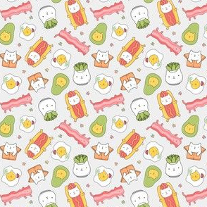 Small cats food succulents bacon eggs, avocado design