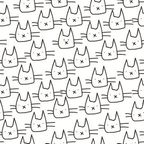 Funny sketch cute cats heads design.