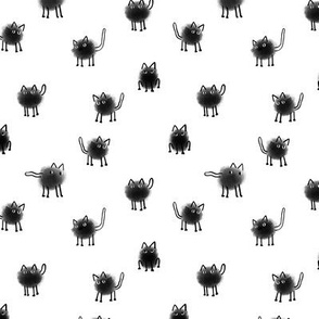 Funny fluffy furr cats polka dots design