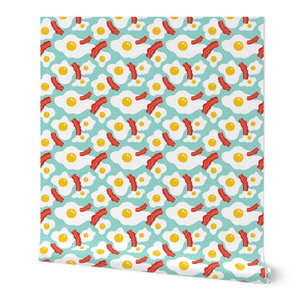 Cute eggs and bacon fabric design