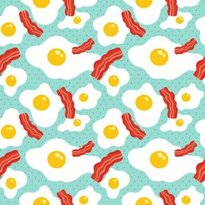 Cute eggs and bacon fabric design