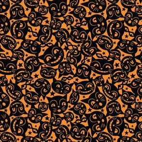 Black Cat Mask on Pumpkin Yellow