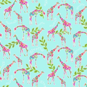 Giraffe & Leaves in colorful splatter 