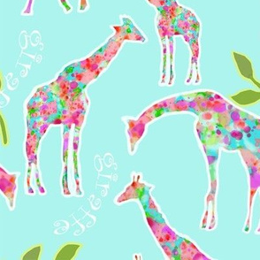 Giraffes & Leaves (larger version)