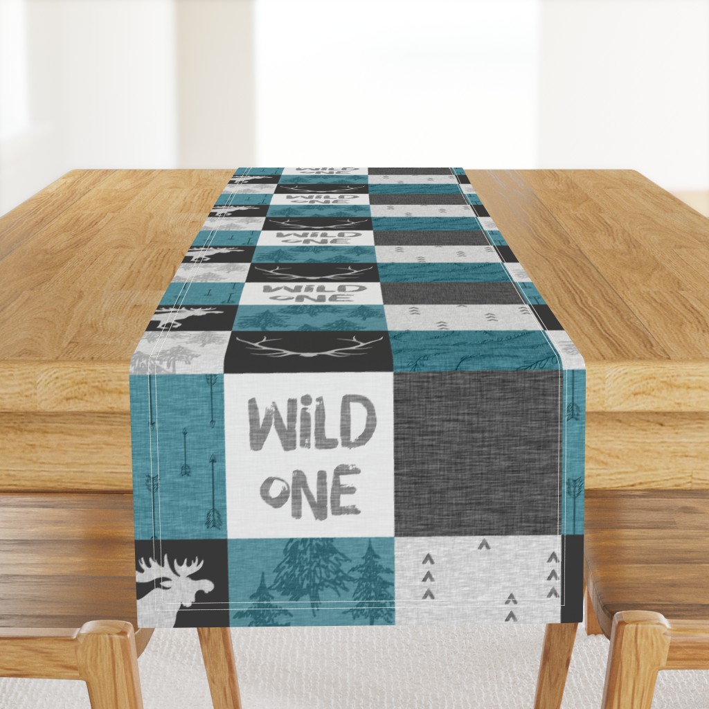 Wild One Quilt - Moose - Teal Black And Grey