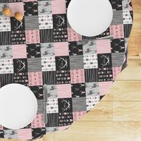 3” Patchwork Deer- pink, black and grey