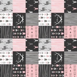 3” Patchwork Deer- pink, black and grey