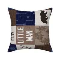 Little Man Quilt - Navy, Brown, And tan - ROTATED