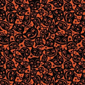 Black Cat Mask on Orange 