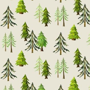 Pine Tree Forest (cream) - Woodland Trees SMALL SCALE