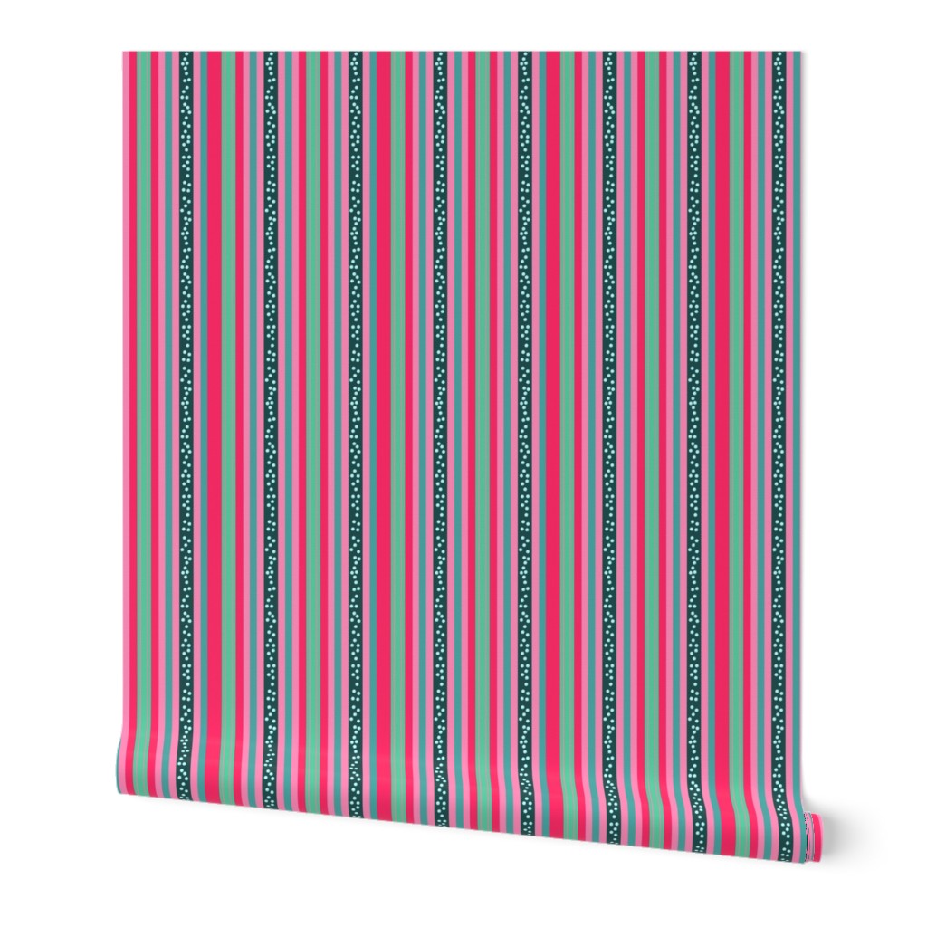 FNB3 - Large Fizz-n-Bubble  Stripes in Pink and Green - Vertical