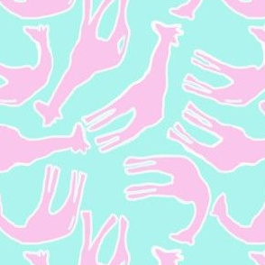 pinky giraffe on baby blue