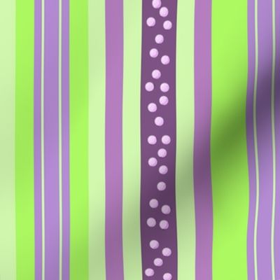 FNB2 - Large Fizz-n-Bubble Stripes in Lime Green and Purple  - Lengthwise