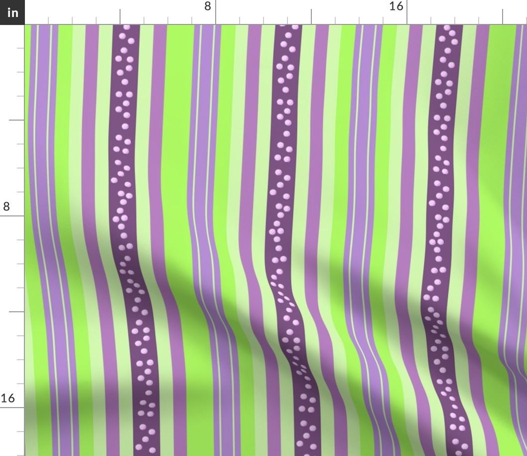 FNB2 - Large Fizz-n-Bubble Stripes in Lime Green and Purple  - Lengthwise