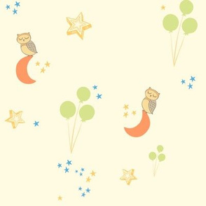 Bedtime owls on moons