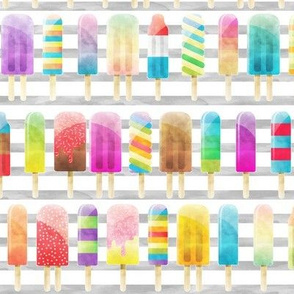 Summer Popsicles on Grey Stripe