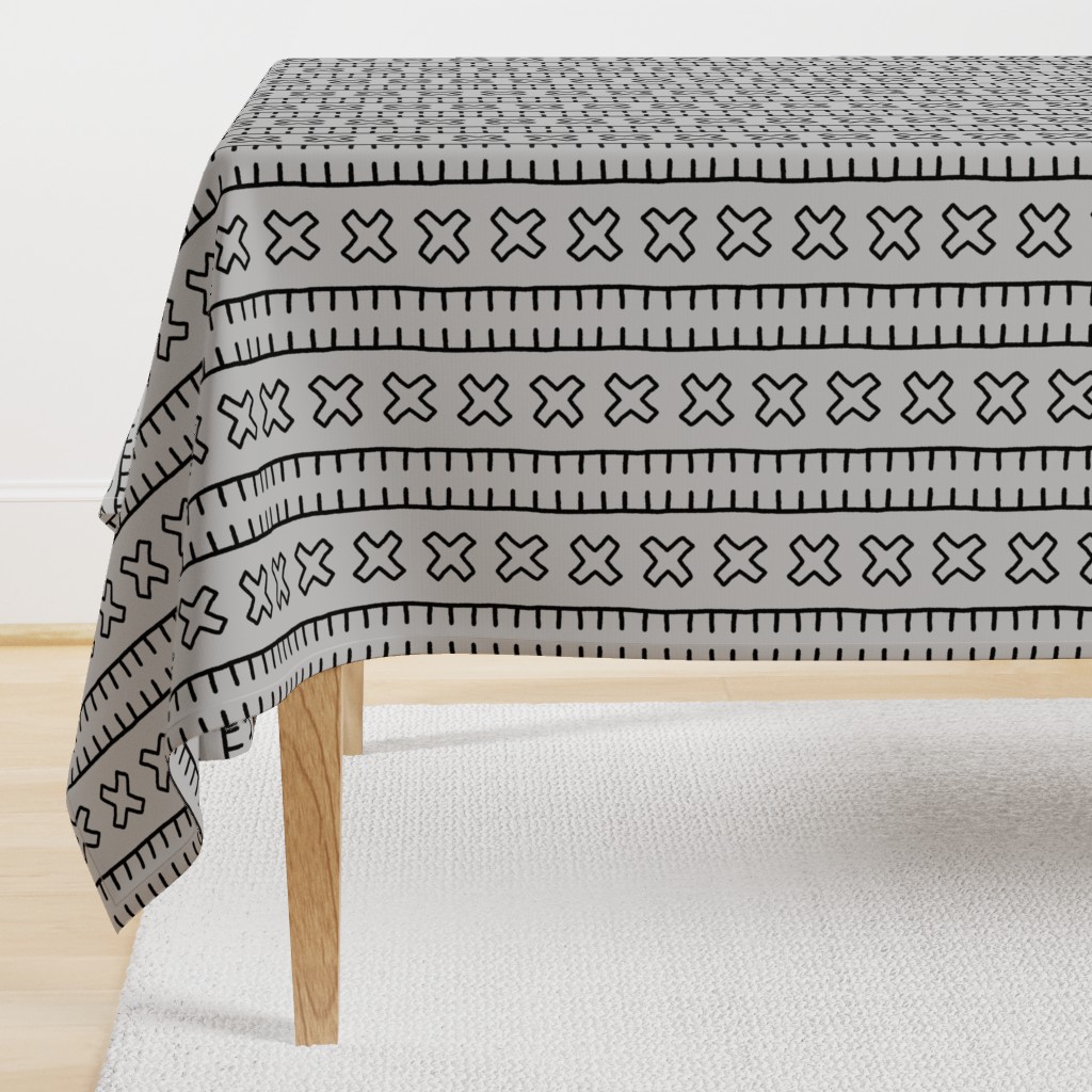 African Mud Cloth // Light Grey // Large