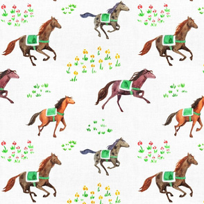 Racing through flower fields (white)