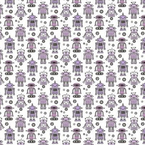 Retro Robots Purple Tiny Small 1 inch