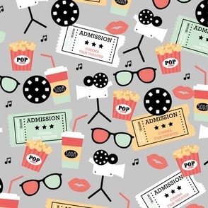 Let's go see a movie film theater illustration pattern Mint Coral