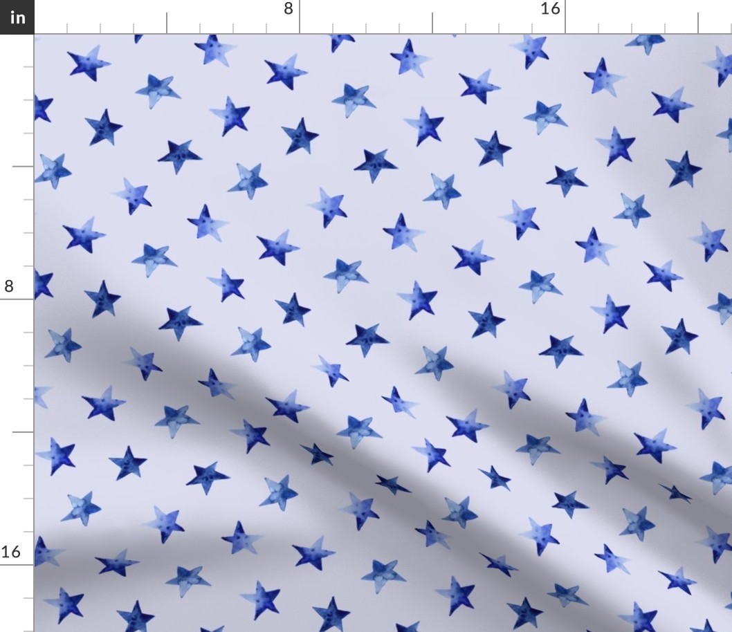 Watercolor blue stars on blue