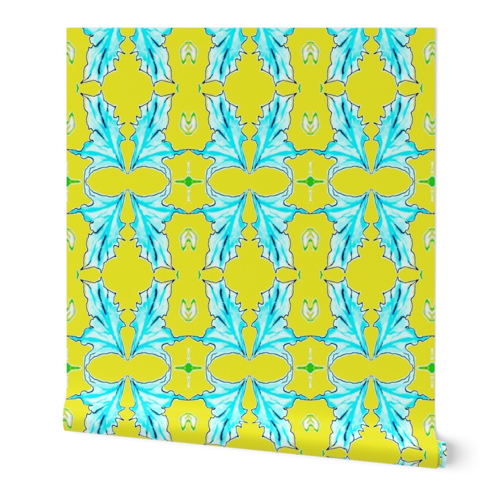 Tobacco Leaf, Aqua, Yellow, White